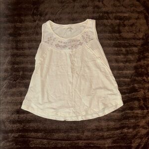 Eddie Bauer Cream Lace Trim Top